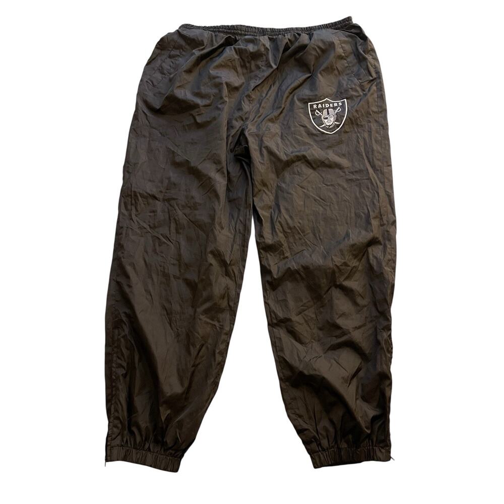 Vtg Oakland Raiders Y2K Windbreaker Track Pants 2XL Insulated Sweatpants Black